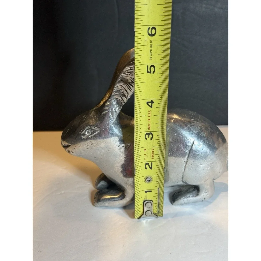Vintage Pewter Rabbit Bunny Figurine Statue 6